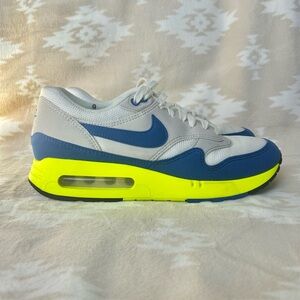 Nike Air Max 1 White Blue Neon Yellow Sneakers